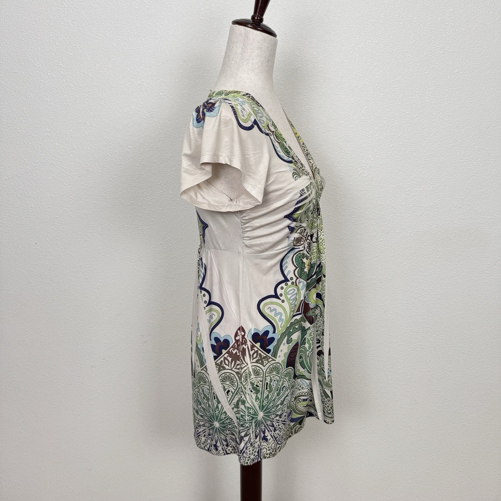 One World Top Womens Small Green Brown Embellished Whimsigoth Fairy Grunge Tunic - Picture 7 of 16